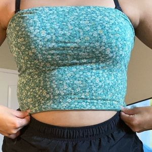 green floral tube top